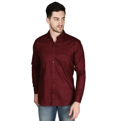 Cotton Solid Full Sleeves Mens Casual Shirt