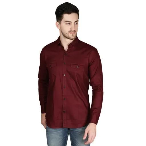 Cotton Solid Full Sleeves Mens Casual Shirt