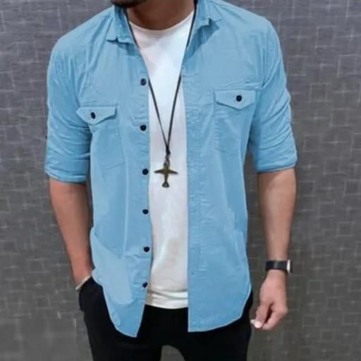 Cotton Solid Full Sleeves Mens Casual Shirt