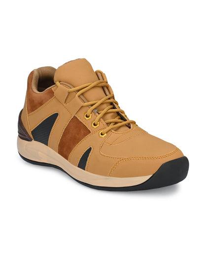 Bucik Men's Beige Synthetic Leather Lace-Up Casual Shoes