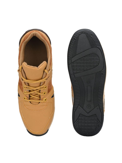 Bucik Men's Beige Synthetic Leather Lace-Up Casual Shoes