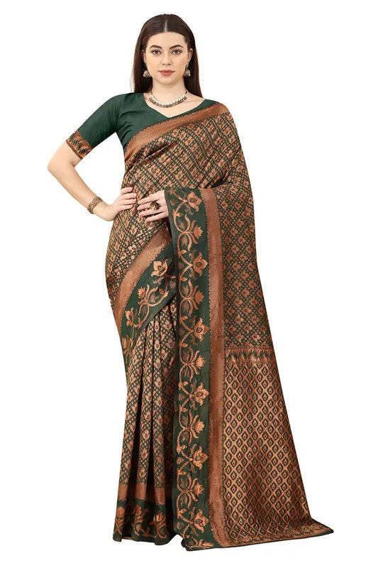 Nency Fashion Women's Saree Silk Fabric Saree Red Saree