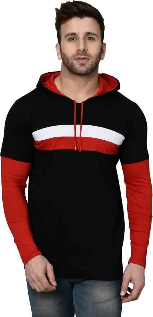 RiseMax Striped Cotton Blend M27 Full Sleeve Hoodie Regular Fit T-Shirts for Men