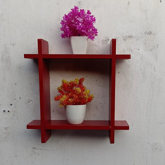 onlinecraft Wooden Wall Shelf (red)