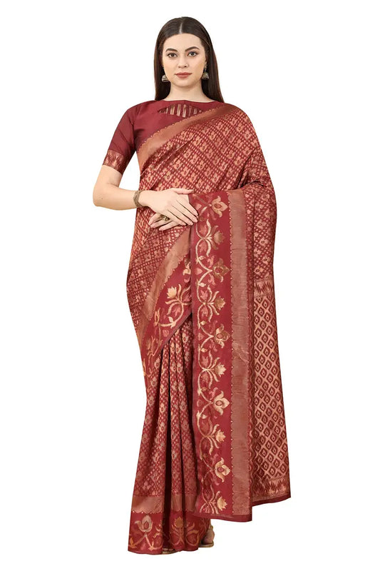 Nency Fashion Women's Saree Silk Fabric Saree Red Saree